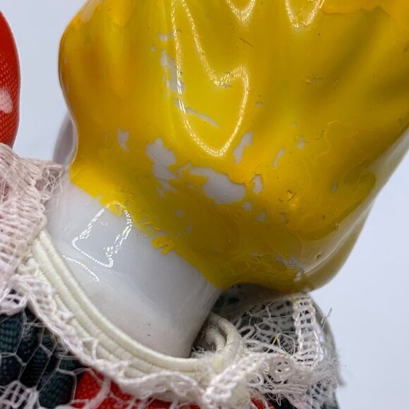Vintage Clown Figurines Porcelain Head Hands Shoes Set Of 2 Bendable Polka Dot - Picture 8 of 10